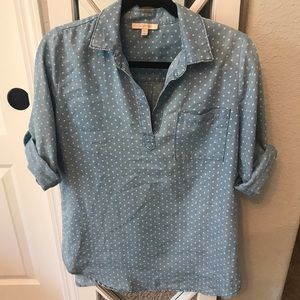 Polka dot chambray shirt